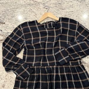 Madewell Button-Back Peplum Top in Plaid